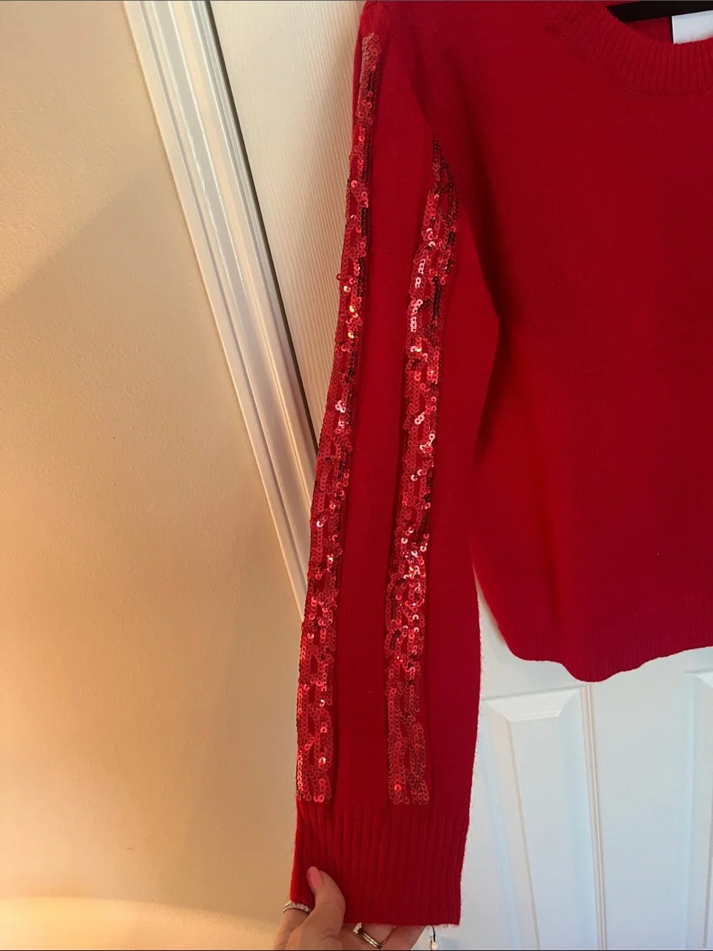 NWT Grace + Emma Red Glam Sequin Sweater - Picture 3 of 7